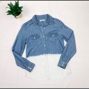 BYCORPUS Denim/White Tye Dye Button Shirt - Small